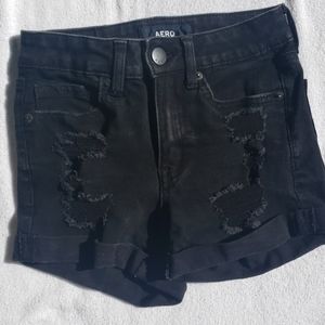 Aero black jean shorts